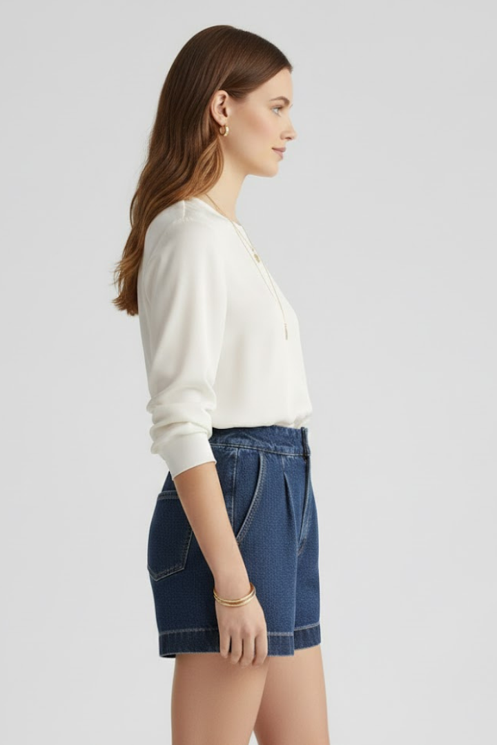 Fernanda | High Waist Rolled Hem Shorts