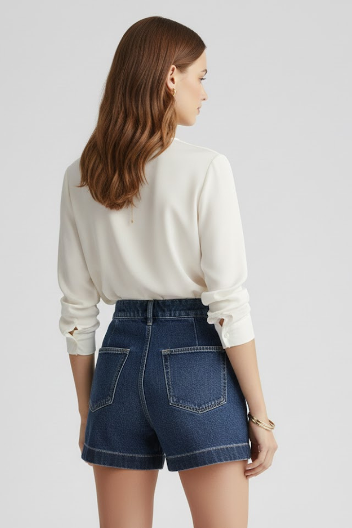 Fernanda | High Waist Rolled Hem Shorts