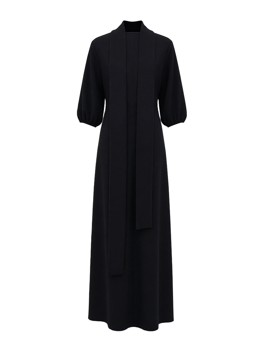 Fiona | Loose Fit Puff Sleeve Mock Neck Maxi Dress