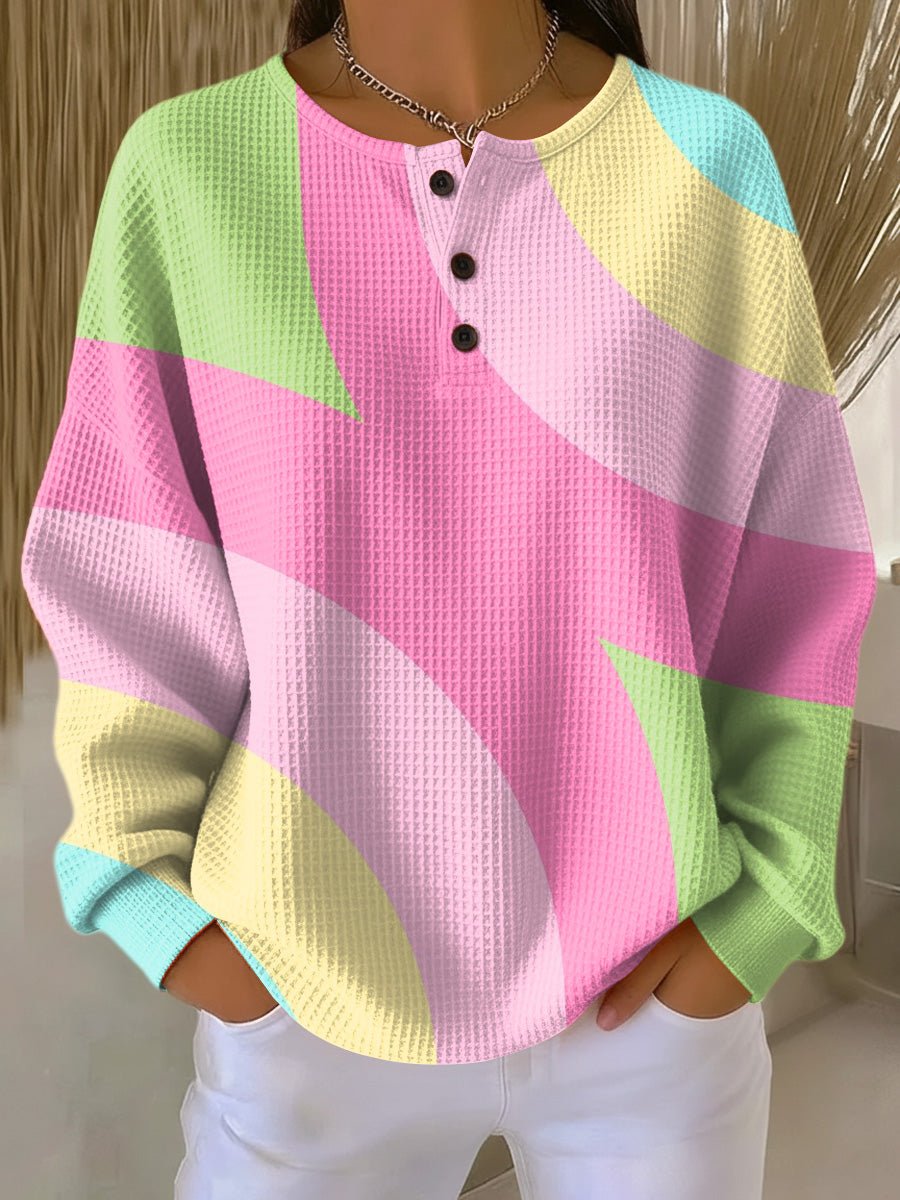 Fiona | Oversized Waffle Knit Button-Front Sweater