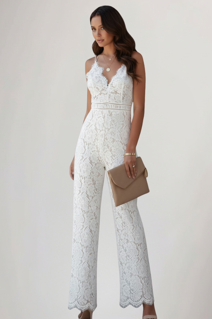 Fiona | Sleeveless V-Neck Wide-Leg Jumpsuit