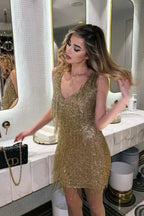 Flora | Fitted Mini Dress with Fringe Detail
