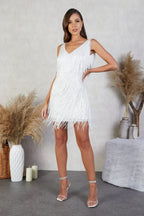 Flora | Fitted Mini Dress with Fringe Detail