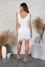 Flora | Fitted Mini Dress with Fringe Detail