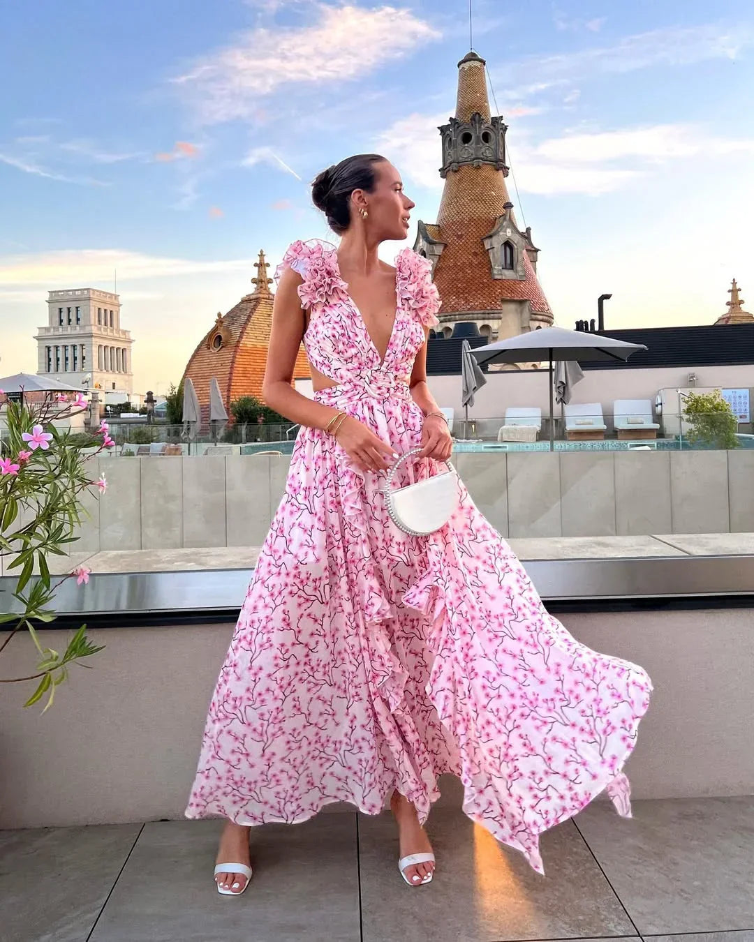 Florence | Fitted Sleeveless Floral Maxi Dress