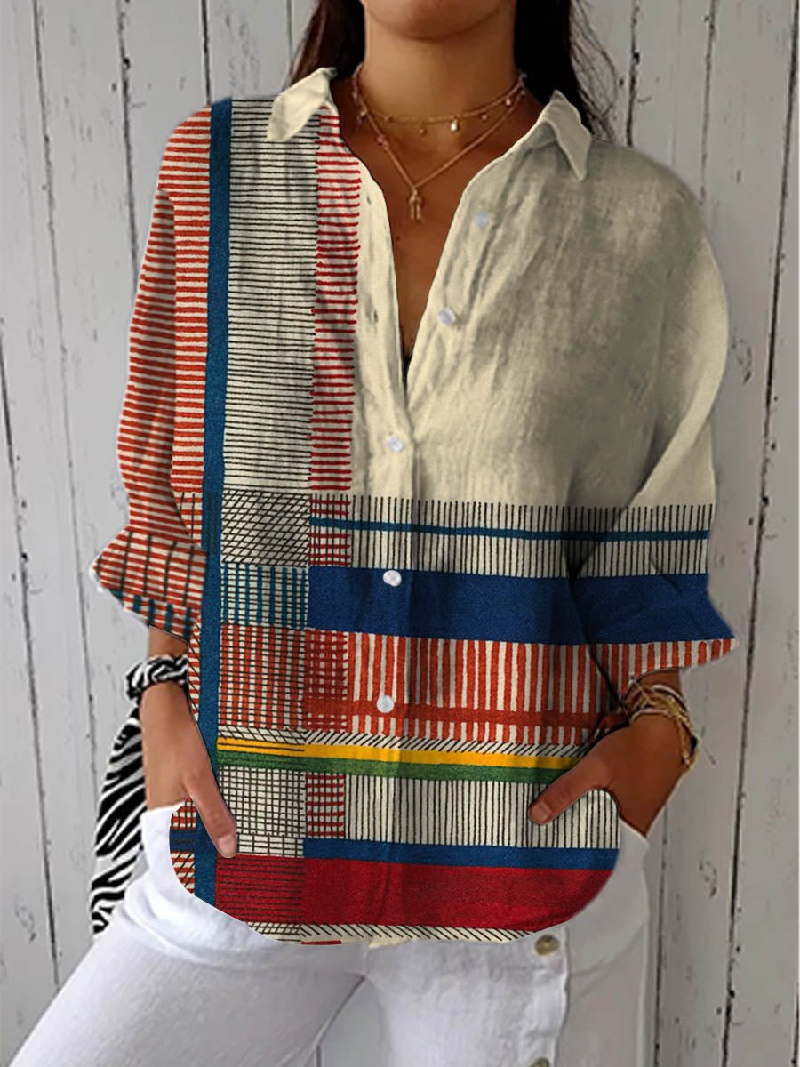 Frances | Relaxed Fit Long Sleeve Button-Front Blouse