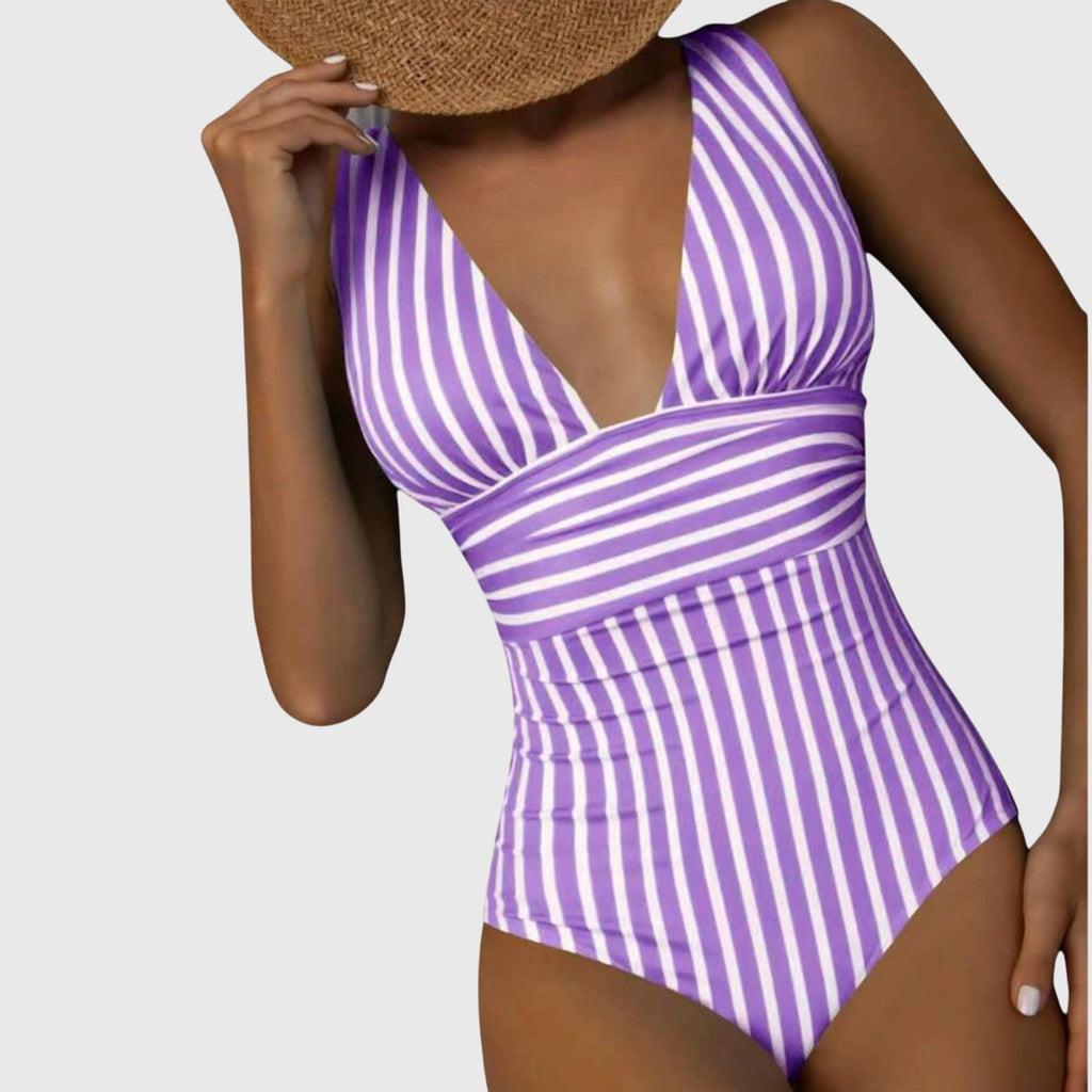 Freya | V-Neck Striped One-Piece Swimsuit