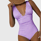 Freya | V-Neck Striped One-Piece Swimsuit