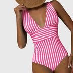 Freya | V-Neck Striped One-Piece Swimsuit