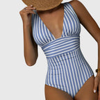 Freya | V-Neck Striped One-Piece Swimsuit