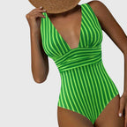 Freya | V-Neck Striped One-Piece Swimsuit