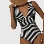 Freya | V-Neck Striped One-Piece Swimsuit