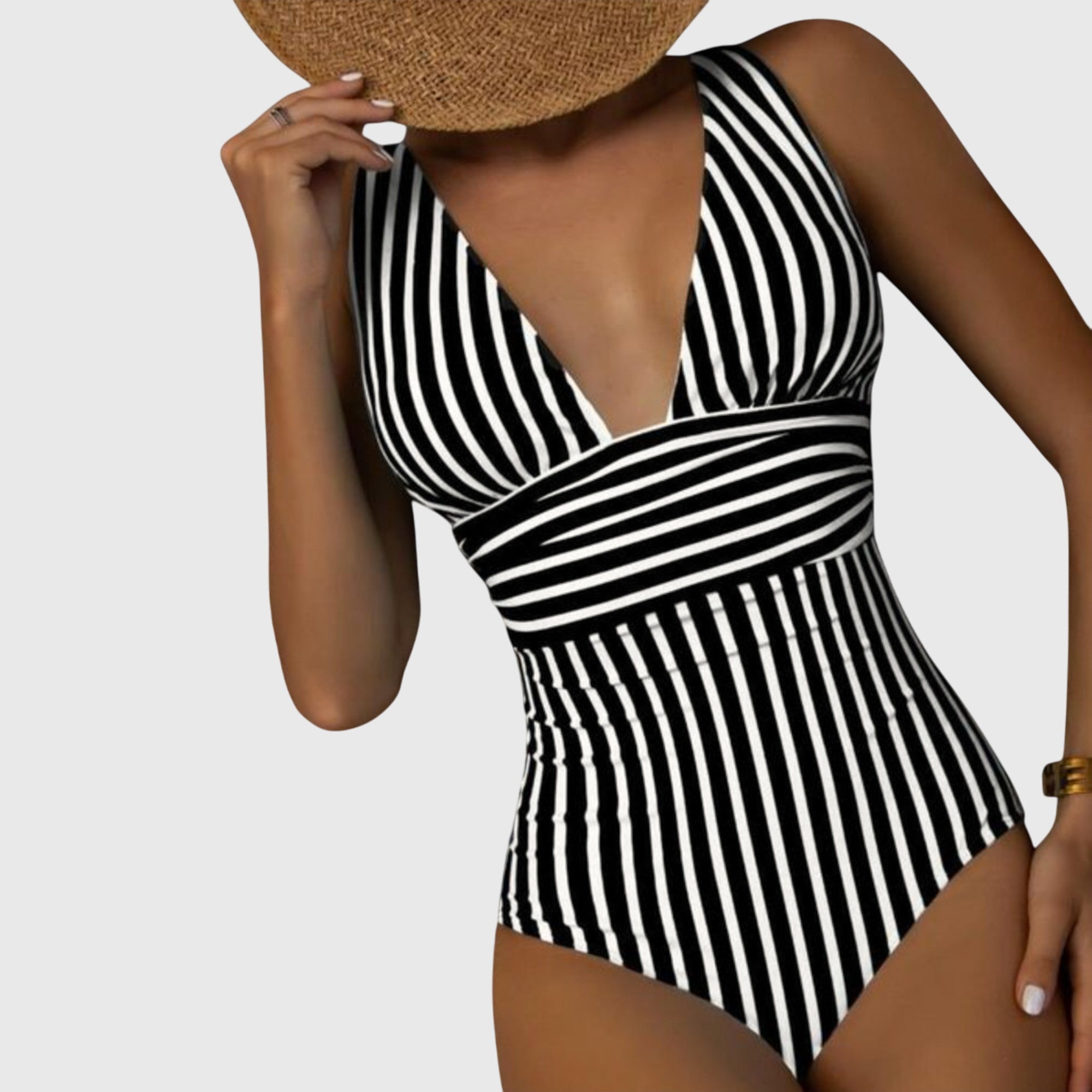 Freya | V-Neck Striped One-Piece Swimsuit