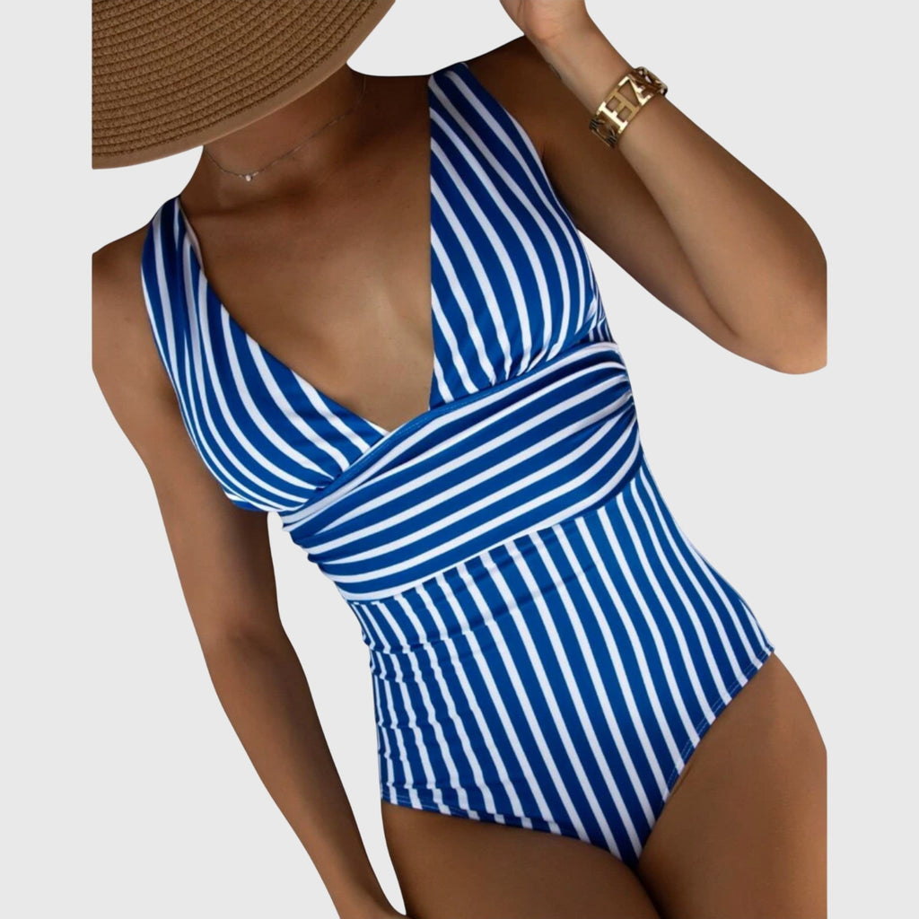 Freya | V-Neck Striped One-Piece Swimsuit