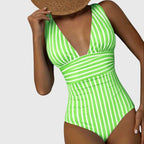 Freya | V-Neck Striped One-Piece Swimsuit