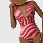 Freya | V-Neck Striped One-Piece Swimsuit