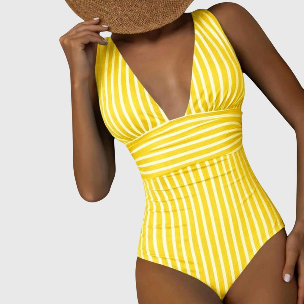 Freya | V-Neck Striped One-Piece Swimsuit
