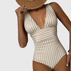 Freya | V-Neck Striped One-Piece Swimsuit