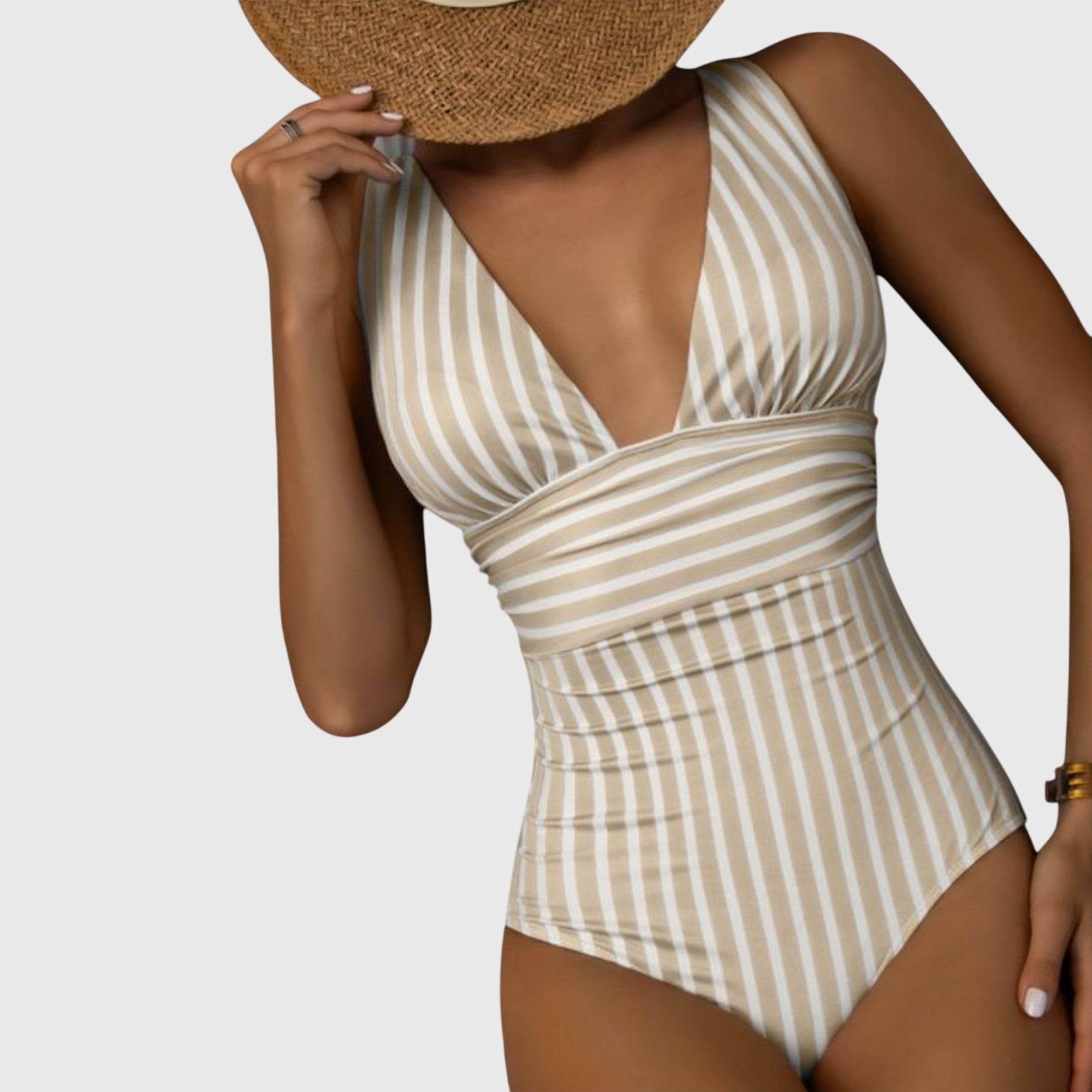 Freya | V-Neck Striped One-Piece Swimsuit
