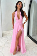 Gemma | Halter Neck Maxi Dress With Side Slit
