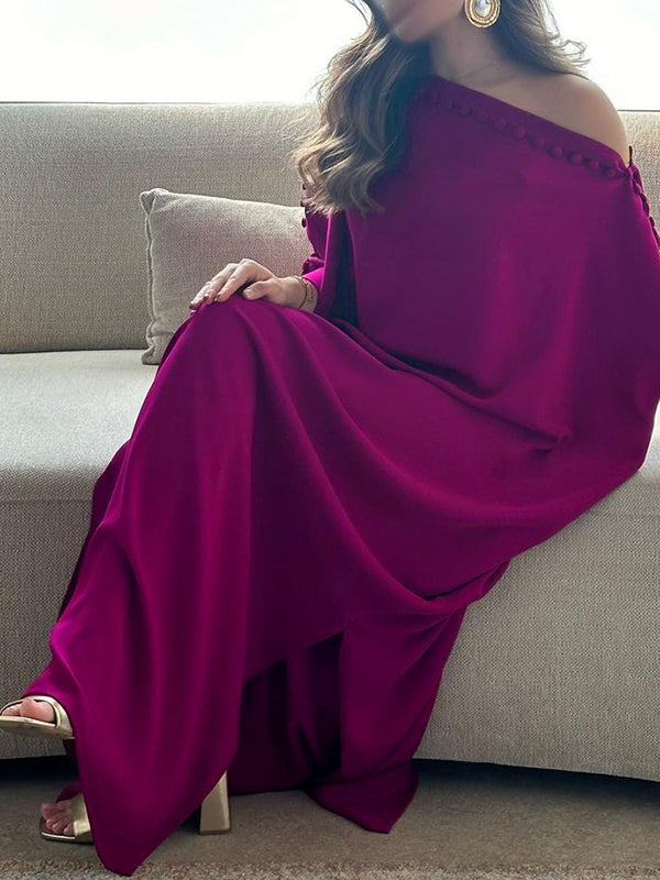 Gemma | Loose Fit Buttoned H-Line Maxi Dress