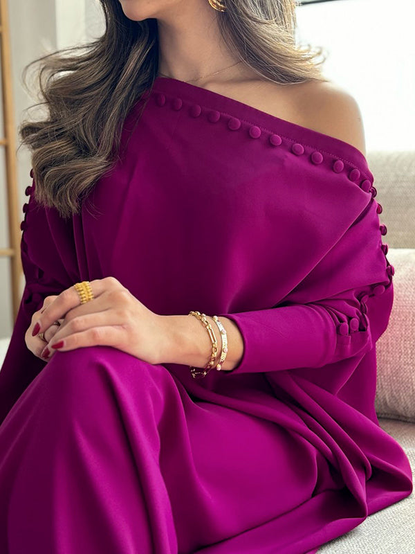 Gemma | Loose Fit Buttoned H-Line Maxi Dress