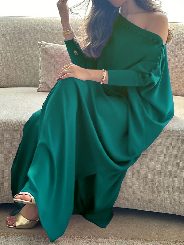 Gemma | Loose Fit Buttoned H-Line Maxi Dress