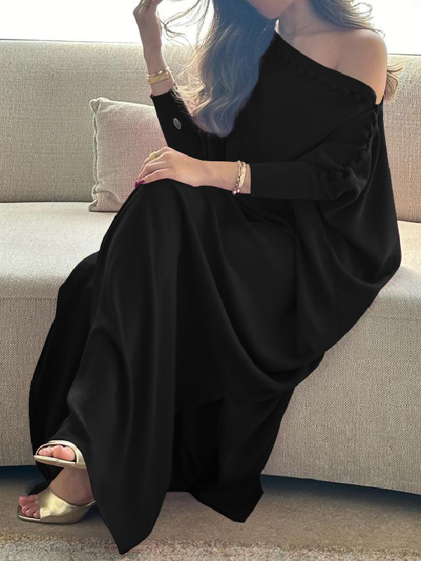 Gemma | Loose Fit Buttoned H-Line Maxi Dress