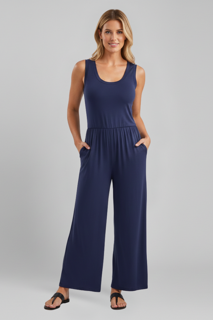 Gemma | Relaxed Fit Round-Neck Wide-Leg Jumpsuit