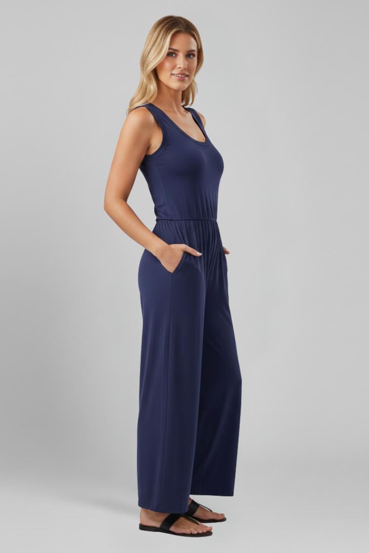 Gemma | Relaxed Fit Round-Neck Wide-Leg Jumpsuit