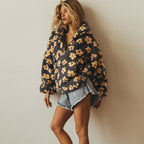 Genevieve | Oversized Floral Teddy Fleece Half-Zip Jumper