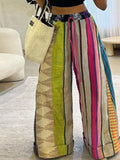 Gloria | Loose Fit Wide Leg Striped Drawstring Pants