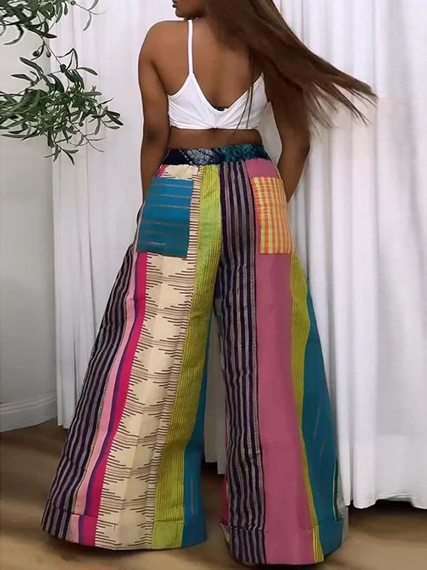 Gloria | Loose Fit Wide Leg Striped Drawstring Pants