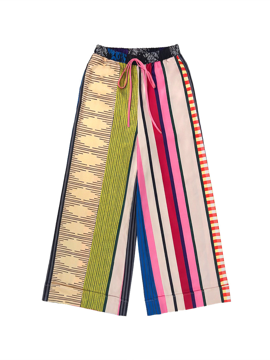 Gloria | Loose Fit Wide Leg Striped Drawstring Pants