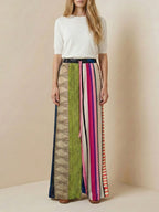 Gloria | Loose Fit Wide Leg Striped Drawstring Pants