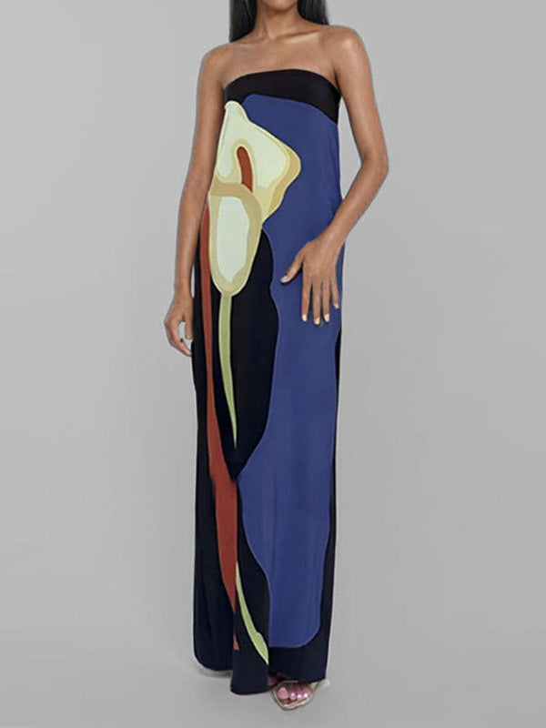 Greer | Loose Fit Printed Split-Joint Tube Maxi Dress