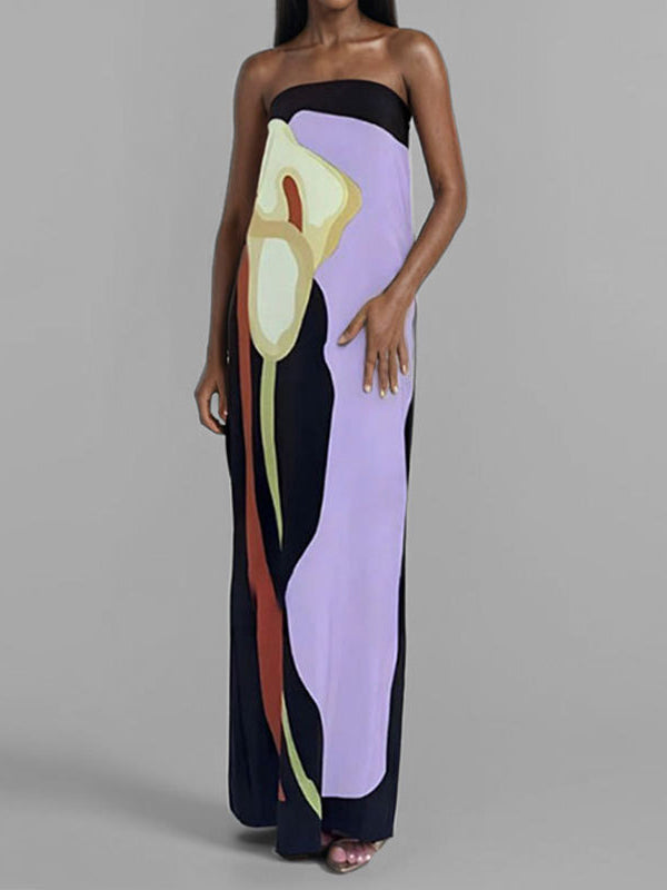 Greer | Loose Fit Printed Split-Joint Tube Maxi Dress