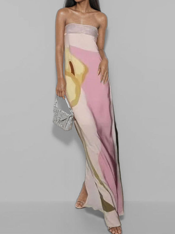Greer | Loose Fit Printed Split-Joint Tube Maxi Dress