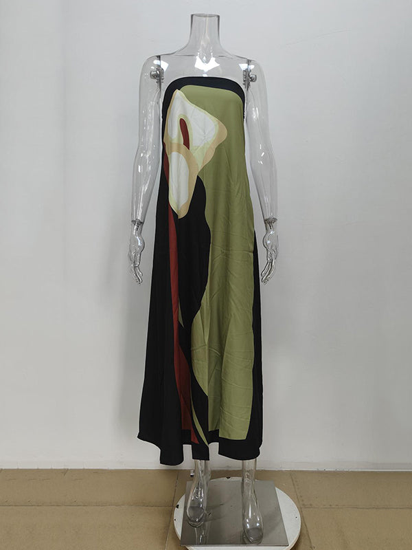 Greer | Loose Fit Printed Split-Joint Tube Maxi Dress