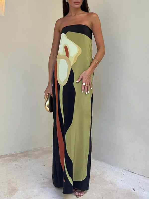Greer | Loose Fit Printed Split-Joint Tube Maxi Dress