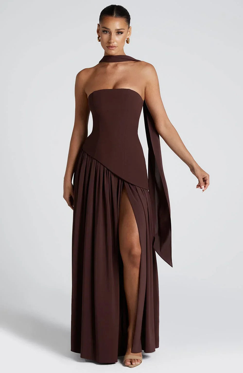 Halston | Structured Bustier Corset Maxi Dress