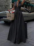 Harlow | High Waist Loose Fit V-Neck Wide Leg Jumpsuit