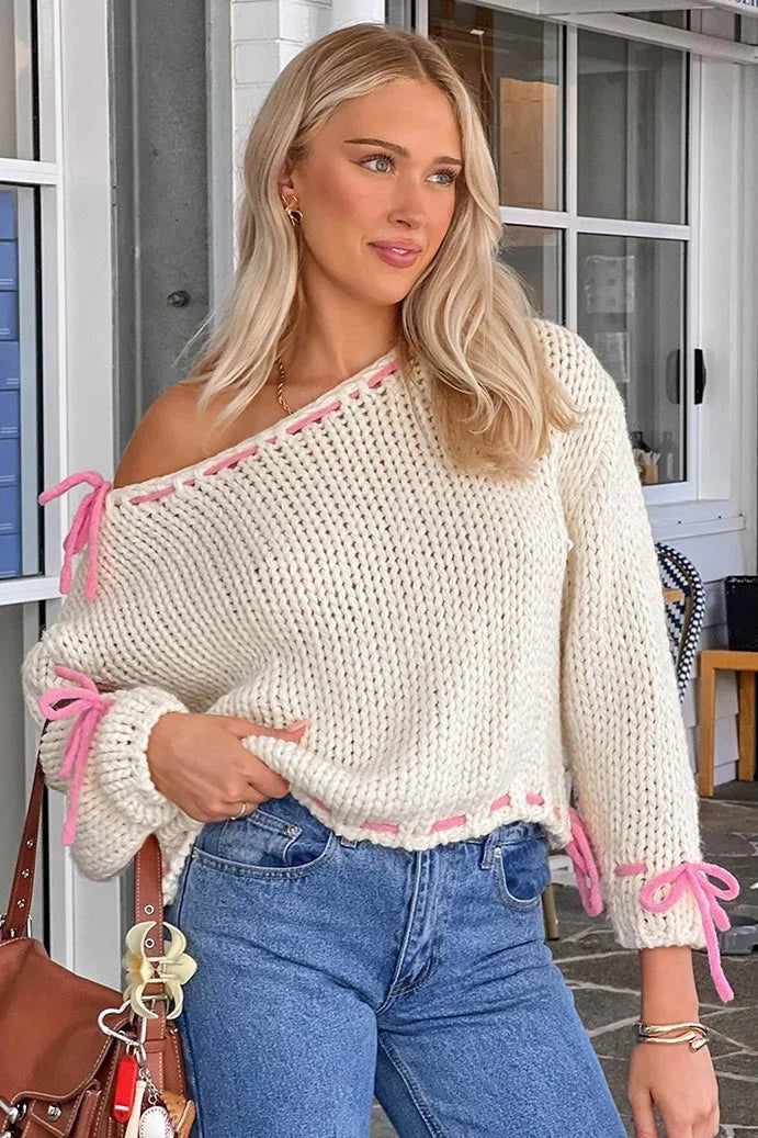 Harper | Asymmetric Relaxed Fit Cardigan With Tie Details