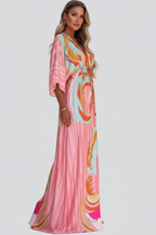 Hayden | V-Neck Belted Printed Maxi Dress