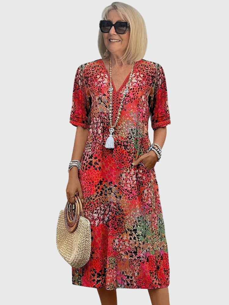 Heather | Fitted Floral Print Midi Dress