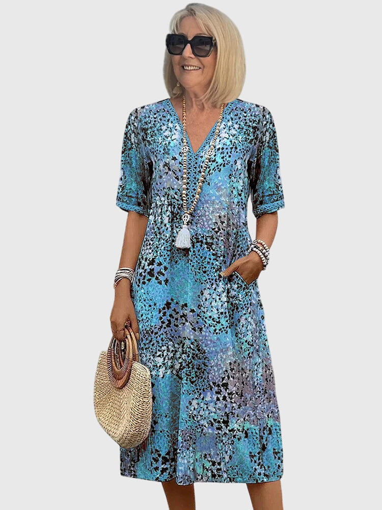Heather | Fitted Floral Print Midi Dress