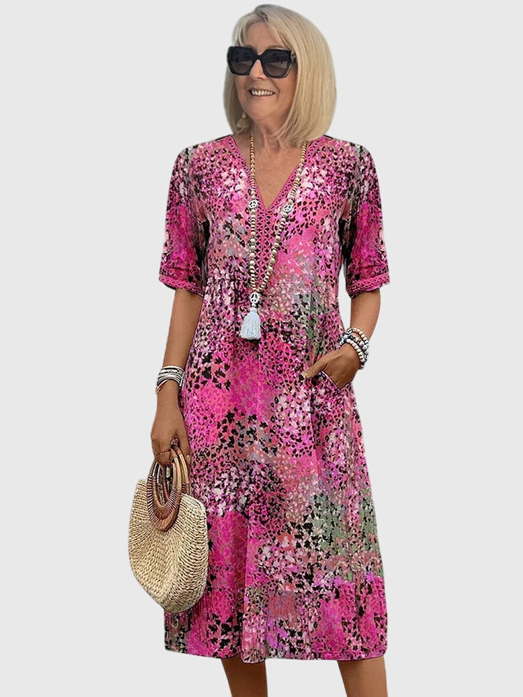 Heather | Fitted Floral Print Midi Dress