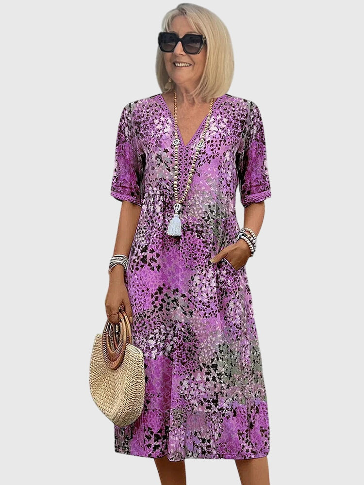 Heather | Fitted Floral Print Midi Dress