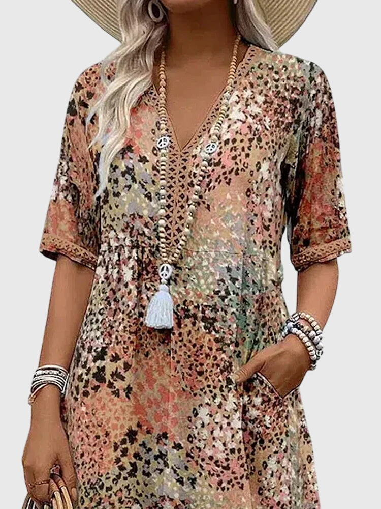 Heather | Fitted Floral Print Midi Dress