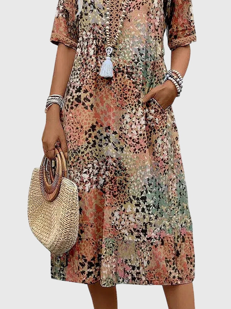 Heather | Fitted Floral Print Midi Dress